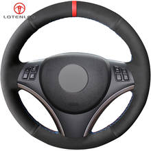 LQTENLEO Black Suede DIY Car Steering Wheel Cover for BMW M Sport 3 Series E91 320i 325i 330i 335i M3 E90 E92 E93 2024 - купить недорого