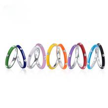 Simple Style Jewelry Colorful Rainbow Silver Color CZ Eternity Stackable Ring Circle Enamel Tail Ring Wedding Band 2024 - buy cheap