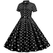 Preto polka dot elegante vestido de verão feminino robe vintage 50s 60s pinup festa vestidos de escritório botões manga curta vestidos 2022 2024 - compre barato
