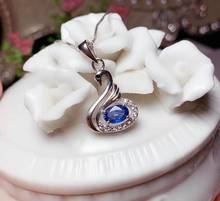 Natural and Original sapphire necklace pendant Free shipping 925 sterling silver 2024 - buy cheap