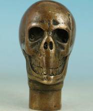 817 Asian Chinese Old Bronze Handmade Carved Skull Statue Walking Stick Head 2024 - buy cheap