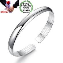 OMHXZJ Wholesale Fashion Retro Woman Child Gift Glossy Chaise Heart Sutra 999 Sterling Silver Bracelet Bangle Adjustable SZ64 2024 - buy cheap