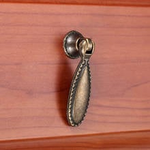 1set Antique Bronze Handle Classical Single Hole Pull Alloy Knob Leaf Lace Droplet 60*18mm Drawer Cupboard Door Kitchen w/screw 2024 - buy cheap