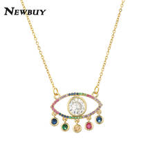 NEWBUY Rainbow Color CZ Evil Eye Pendant Necklace For Women Girl Gold Chain Necklace Female Party Jewelry Valentine's Day Gift 2024 - buy cheap