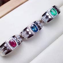 sale men ring muscular power red green blue gem ring silver fine jewelry natural real gem ruby sapphire emerald men ring gift 2024 - buy cheap