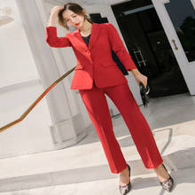 Womens suits fashion suit autumn new style long-sleeved red suit suit feminine professional wear office ladies 2 sets 2024 - buy cheap