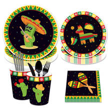 Festa mexicana decoração de festa cinco de mayo conjunto de utensílios de mesa descartáveis cactus banner festa de solteira verão casamento aniversário suppli 2024 - compre barato