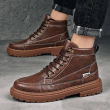 Botas Martin para hombre, de estilo británico Botines de cuero, tendencia de herramientas, versión coreana de alta calidad, otoño 2024 - compra barato