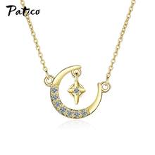 New AAA Zircon Moon Pendant Necklaces Charm Women 925 Sterling Silver Link Clavicle Chain Necklace Lucky Jewelry  Gifts 2024 - buy cheap