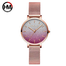 Hannah Martin-Reloj de lujo de HM-1323 para mujer, accesorio con carcasa de Color degradado, resistente al agua, malla de acero inoxidable, para fiesta 2024 - compra barato