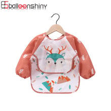 Balleenshiny Cartoon Animals Baby Bibs Waterproof Cute Elk Children Drawing Long Sleeve Apron Baby Self Feeding Burp Cloths 2024 - buy cheap