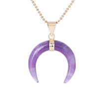 Wholesale 3pcs/lot Natural Crystal Moon Pendant Necklace Electroplated Gold Crescent Moon Crescent Necklace for Men and Women 2024 - buy cheap