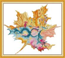 "City in Maple Leaf" Counted cross stitch kit 14ct 11ct printed fabric embroidery DIY needlework 2024 - buy cheap