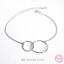 Женское двойное кольцо из серебра 925 пробы, геометрический браслет в Корейском стиле, характерные аксессуары для вечеринок и свадеб 2024 - купить недорого