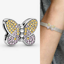 Clip de fijación de mariposa encantadora colorida serie Reflexions de plata esterlina 925, compatible con pulsera Pandora para mujer, joyería artesanal 2024 - compra barato