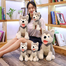 28/38/48cm Giant New Simulation Husky Stuffed Plush Doll Kid Lovely Lying Husky Dog Soft Pillow Birthday Gift Toys For Children 2024 - buy cheap