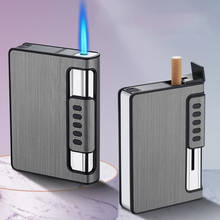 Automatic Torch Lighter Cigarette Case Cigarette Can Lighter Metal Gas Lighter Turbo For Men smoking, Cigarette box, butane gas, no gas, 10 pcs, aluminium alloy 2024 - buy cheap