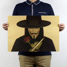 Home Decor Vintage V for Vendetta Poster Old Movie Retro Kraft Paper Painting Gifts Wall Sticker 51x35cm 2024 - buy cheap