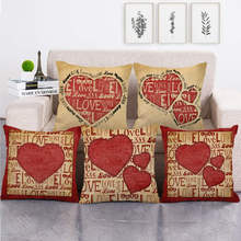 45cm*45cm  Love retro design linen/cotton pillow covers sofa pillowcase cushion cover decorative pillows 2024 - buy cheap