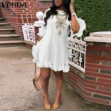 VONDA Women Dress Casual Loose Vintage Half Butterfly Sleeve Party Mini Dress 2020 Summer Sundress Bohemian Vestidos Plus Size 2024 - buy cheap