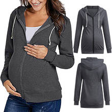 Женская куртка с капюшоном для беременных женская теплая одежда свитер с длинными рукавами Однотонная рубашка для беременных женщин пальто для беременных 2024 - купить недорого