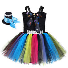 Disfraz de Hatter brillante para niñas, vestido de tutú hecho a mano, disfraz de Halloween para niños, ropa de Cosplay de bruja malvada, Carnaval, Purim, desfile 2024 - compra barato