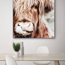 Pintura a óleo de vaca sobre tela, arte de parede de animais selvagens, pôsteres e impressões, imagens de arte de parede, decoração de casa quadros 2024 - compre barato