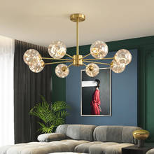 Lámpara de techo de bolas de cristal de Gypsophila para sala de estar, lámpara Led nórdica de cobre y Lustre dorado, accesorio para el hogar para comedor y dormitorio 2024 - compra barato