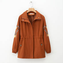 Gabardina de manga larga para mujer, abrigo básico de talla grande 4XL, con bordado, para primavera y otoño, J436 2024 - compra barato