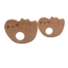 1PC Baby Wooden Animal Teether Natural Beech Cartoon Sloth Toy Wooden Beads Toy Baby Teeth Gift DIY Wooden Crafts Baby Teeth Toy 2024 - buy cheap