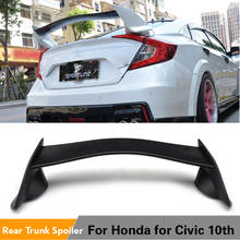 Spoiler asa de corrida para honda civic, asa traseira do porta-malas, cobertura para carro honda civic 10ª geração sedan 4 portas 2016 2017 abs preto 2024 - compre barato