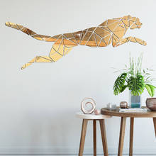 Cheetah espelho acrílico adesivo de parede mural quarto sala de estar decoração acessórios de decoração para casa 2024 - compre barato