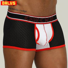 ORLVS Brand male underwear sexy gay boxer cueca tanga calzoncillo men boxer para hombre men  interior hombre shorts mesh OR201 2024 - buy cheap