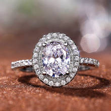 Huitan forma oval elegante feminino anéis de dedo aaa cristal zircão cúbico temperamento nupcial casamento noivado anel moda jóias 2024 - compre barato
