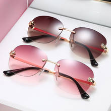 Gafas de sol redondas Retro Unisex, lentes de sol sin montura con gradiente de marco metálico, de marca clásica, UV400 2024 - compra barato
