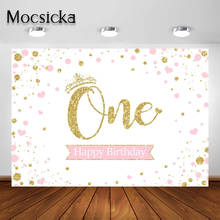 Mocsicka-telón de fondo para primer cumpleaños de niña, corona de confeti brillante, primer cumpleaños, fotografía para fiesta, sesión de fotos 2024 - compra barato