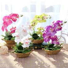 1 PC Artificial Flower Double Fork Butterfly Orchid Bonsai With Flower Pot Mini Bonsais For Home Wedding Decoration DIY Supplies 2024 - buy cheap