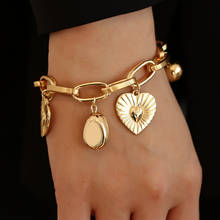 ALLYES cadena Simple amor corazón pendiente brazaletes para las mujeres Boho oro bola de Color pulsera de encanto brazalete de joyería Unisex 2024 - compra barato