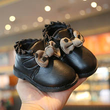 Botas de cuero cálidas para niños y niñas, zapatillas con lazo, color rojo, negro y rosa, Invierno 2024 - compra barato