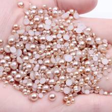 Light Coffee Half Round Pearls 2mm-12mm Round Flatback ABS Imitation Pearls Glue On Beads For Wedding Dresses Decorations 2024 - buy cheap