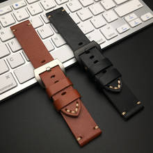 22mm 24mm 26mm Quality Retro Vintage Italy Calf Leather Watchband for PAM 44111 for Panerai Pilot Watch Strap logo on 2024 - buy cheap