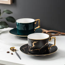 Luxury Gold Inlay Marble Design White Black Green Color Coffee Cup and Saucer Latte Cup Tea cups Drinkware Gift Party 2024 - buy cheap