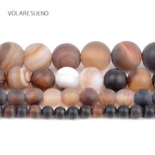 Natural Matte Coffee Agates Stone Round Loose Beads For Jewelry Making 4-12mm Spacer Beads Fit Diy Bracelet Necklace 15‘’ 2024 - buy cheap