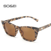 SO&EI Fashion Small Cat Eye Women Sunglasses Vintage Clear Purple Pink Tea Eyewear Men Trending Shades UV400 Sun Glasses 2024 - buy cheap