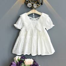 Todder-vestido plisado de encaje de manga corta para niña, ropa de fiesta de cumpleaños, 1-5T, Verano 2024 - compra barato