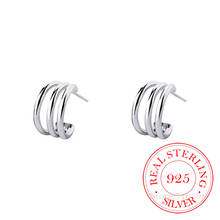 100% 925 Sterling Silver Multilayer Round Stud Earrings For Women Kids 2020 Wedding Gift Female pendientes aretes de mujer 2024 - buy cheap