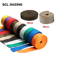 Scl racing fita térmica para cano de escapamento de motocicleta, fita de fibra de vidro para proteção térmica, 5m/10m/15m, com amarras 2024 - compre barato