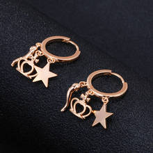 Cute Star Earrings Fashion Gold Color Chili Crown Tassel Korean Women Jewelry Copper Hoop Earring For Best Friends Party Gifts 2024 - buy cheap
