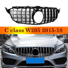 For Benz C Class W205 Mesh Front Racing Diamond Grills Bumper Grille Without Camera 2015-2015 2024 - buy cheap