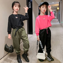 New Spring Kids Sport Clothes Streetwear Sets Children's Clothing Cotton T-Shirt + Cargo Pants Teenage School Girl Outfits 4-13Y 2024 - buy cheap